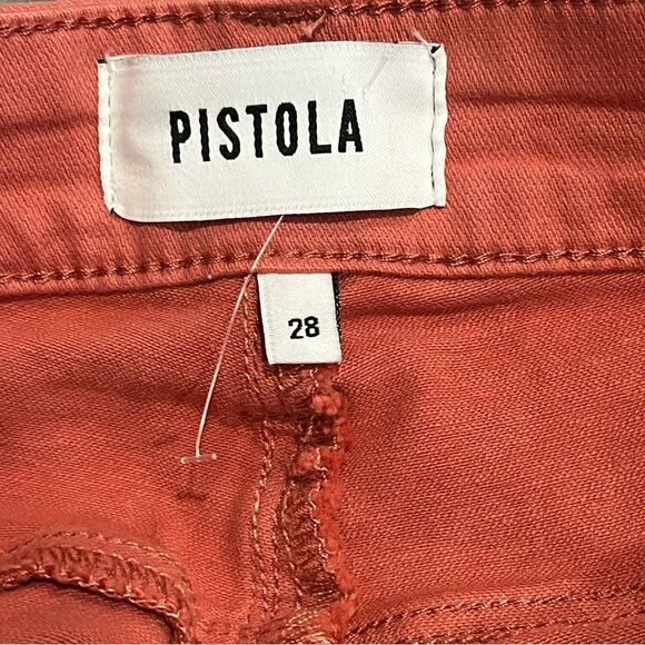 NWT Pistola High Rise Button Fly Straight Leg Denim Jeans Red Rock Size 28 - Picture 5 of 8